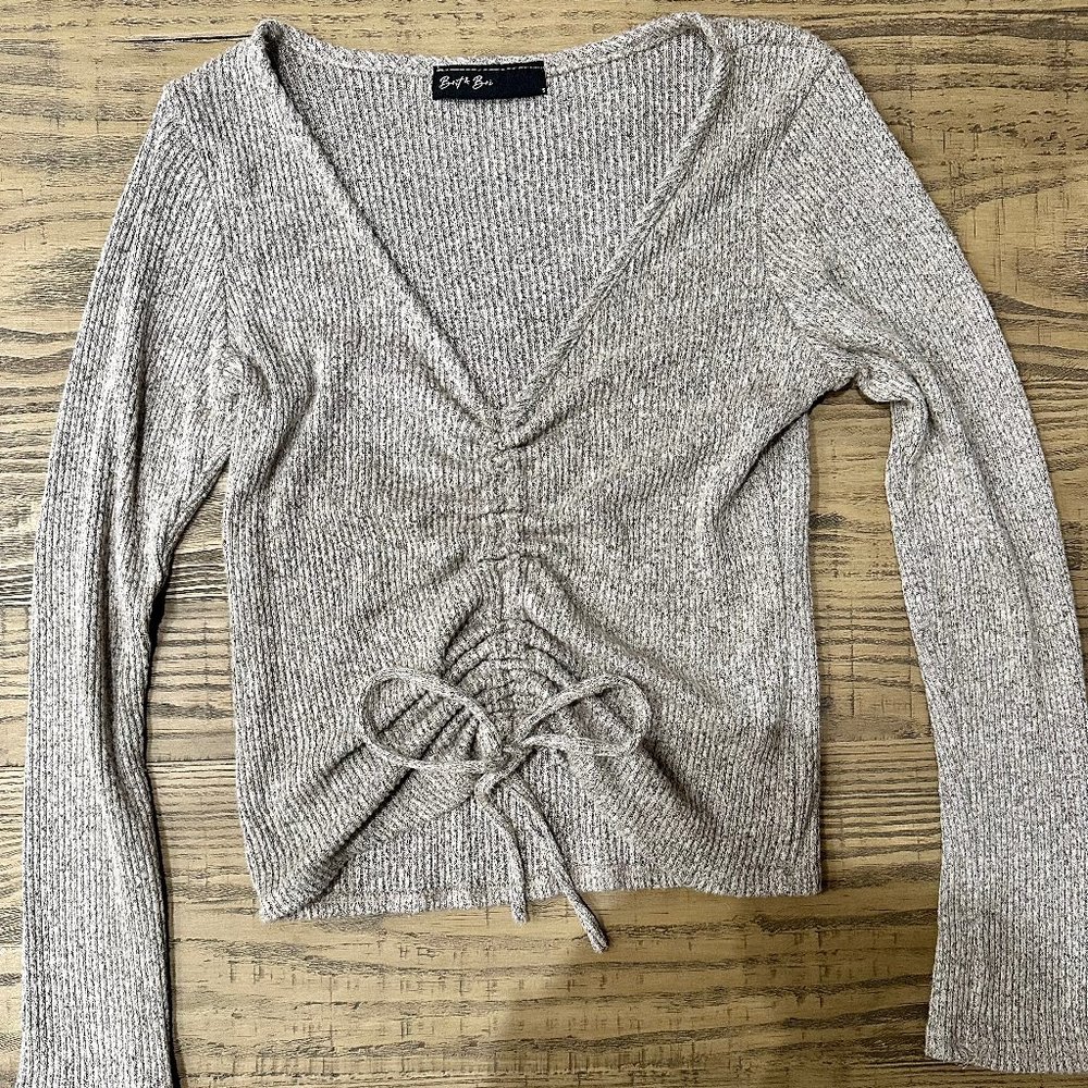 Brit & Bri Ripped Long Sleeve Crop Top